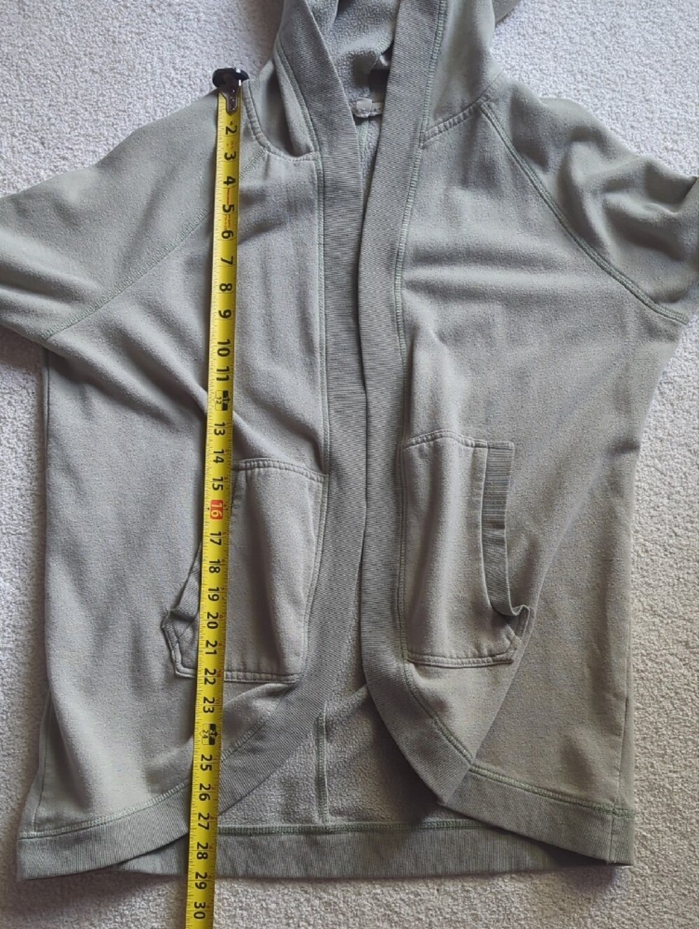 3 For $30. Olive & Oak Hooded Open-Front Sweatshirt Jacket in Light Green - Picture 8 of 8